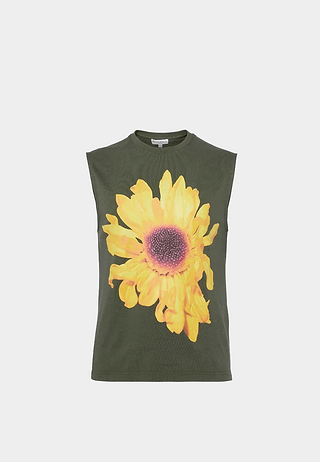 Jw Anderson Flower Print Tank Top Dark Khaki