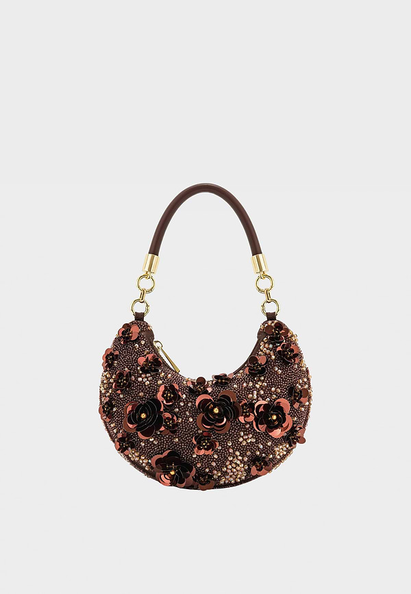 Jw Pei Livia Beaded Floral Hobo Bag - Brown