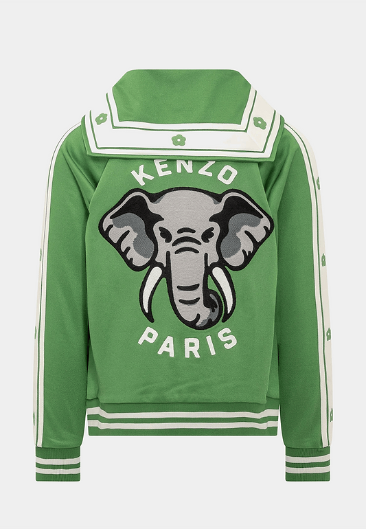 KENZO Zip Up Sweatshirt W Knitted Other Fiber Pullover - Grass Green