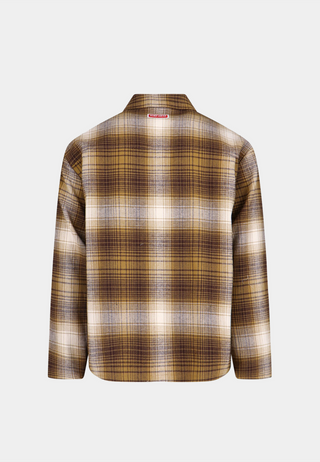 Kenzo Checked Plaid Zipped Over Shirt 90 Dark Brown