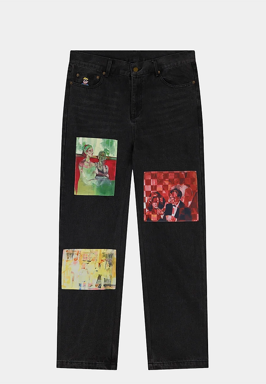KIDSUPER Paintings patched Jeans - Black