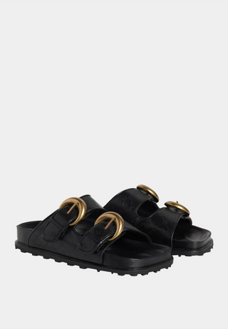 MARINE SERRE Leather Sandal - Black