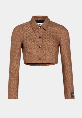 MARINE SERRE Regenerated Moon Diamant Jacquard Tailor Jacket Brown