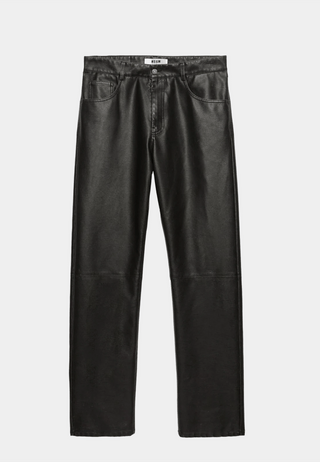 Msgm Pre-Washed Faux Leather Pants Black