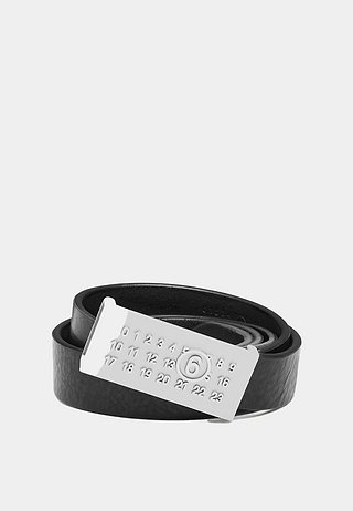 Maison Margiela P6418 Number Logo Leather Belt Black