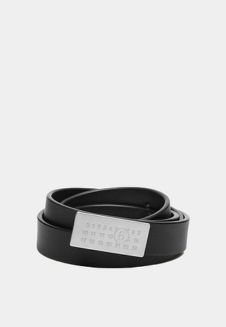 Maison Margiela P7258 Number Logo Leather Belt Black