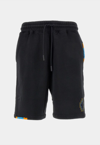 Marcelo Burlon Stitch Cross Basket Shorts - Black/Orange