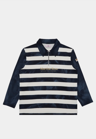 Martine Rose Zip Up Polo Nyws/ Navy And White