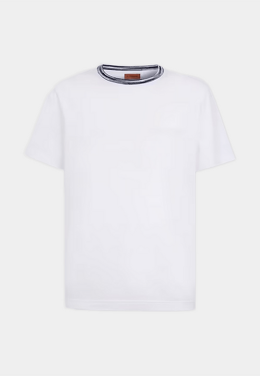 Missoni Milano Stripe Neck Dye T-Shirt White