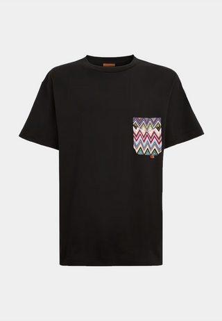 Missoni Milano Crew Neck Badge Pocket T-Shirt Black