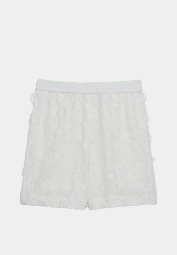 MSGM Bermuda Poplin Shorts With Embroidery White
