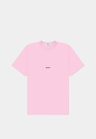 Msgm Jersey Ss T-Shirt With Micro Logo Print Pink