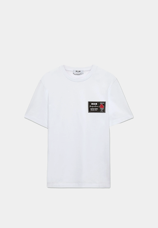 Msgm Jersey T- shirt  with patch logo White