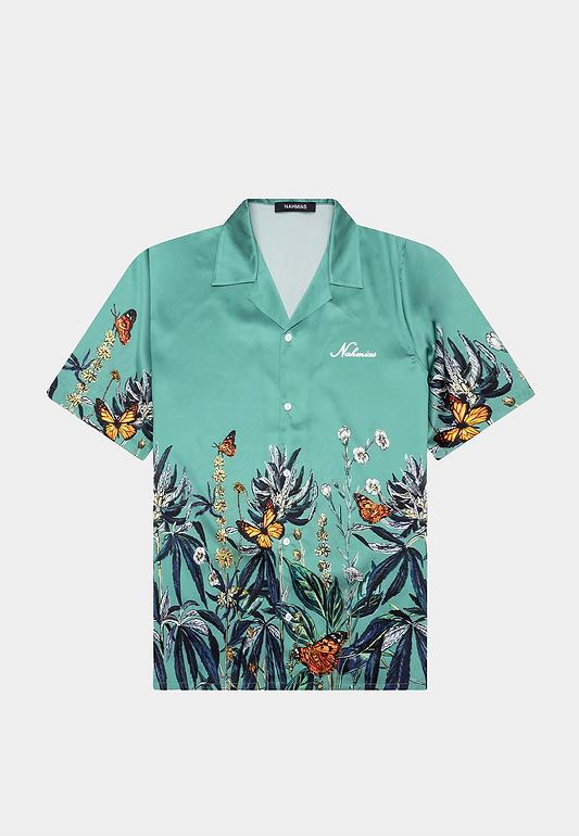 Nahmias Botanical Silk S/S Shirt Ocean Botanical