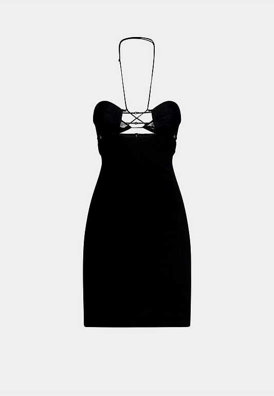NENSI DOJAKA Hilma Halterneck Mini Dress - Black