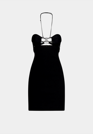 NENSI DOJAKA Hilma Halterneck Mini Dress - Black