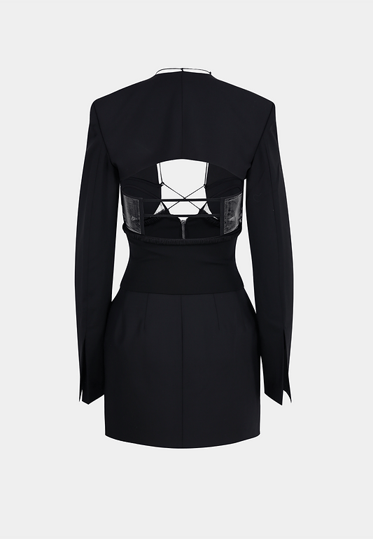 NENSI DOJAKA Hybrid Jacket Dress - Black