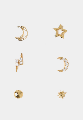 Orelia Celestial Stud 6 Pk Ear Party Gold