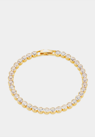 Orelia Crystal Round Tennis Bracelet Gold Stones