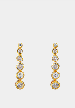 Orelia Graduated Crystal Drop Earring Gold