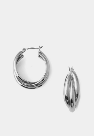 Orelia Interlocking Hoop Earrings Silver