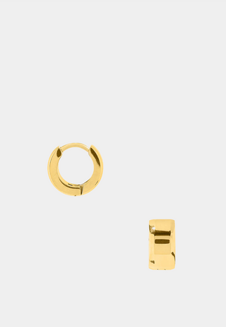 Orelia Luxe Bevelled Edge Huggie Hoops Gold