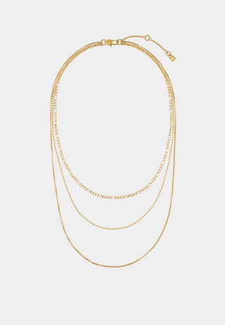 Orelia Luxe Multi Row Layering Chain Necklace Gold