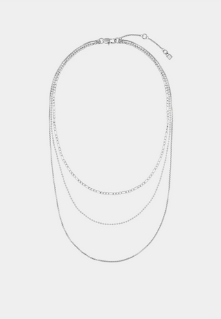 Orelia Luxe Multi Row Layering Chain Necklace Silver