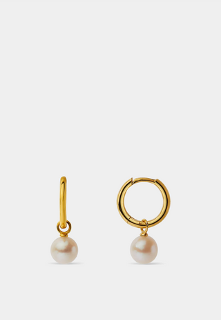 Orelia Luxe Pearl Hoop Earrings Gold pearl