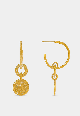 Orelia Molten Coin Hoop Drop Earring Gold