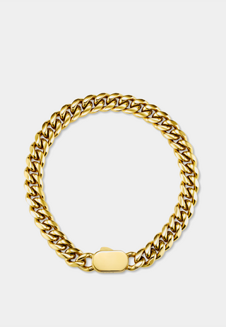 Orelia OJ Chunky Flat Curb & Solid Clasp Bracelet ENG Gold