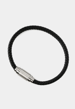 Orelia OJ Plaited Leather Bracelet Black Silver