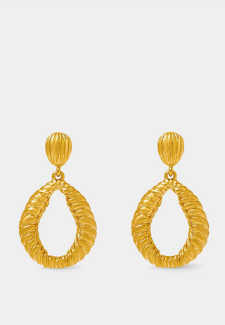 Orelia Statement Scallop Open Drop Earrings Gold