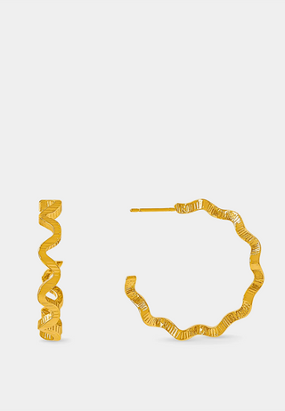 Orelia Textured Wave Large Hoops Gold