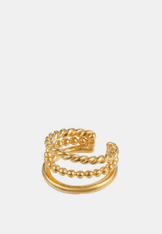 Orelia Triple Textured Metal Ear Cuff Gold