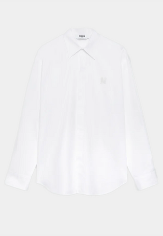 Msgm Organic Cotton Ls Shirt With Studs White