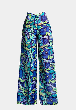 Rendol Wildbloom trouser Multi Blue Olive