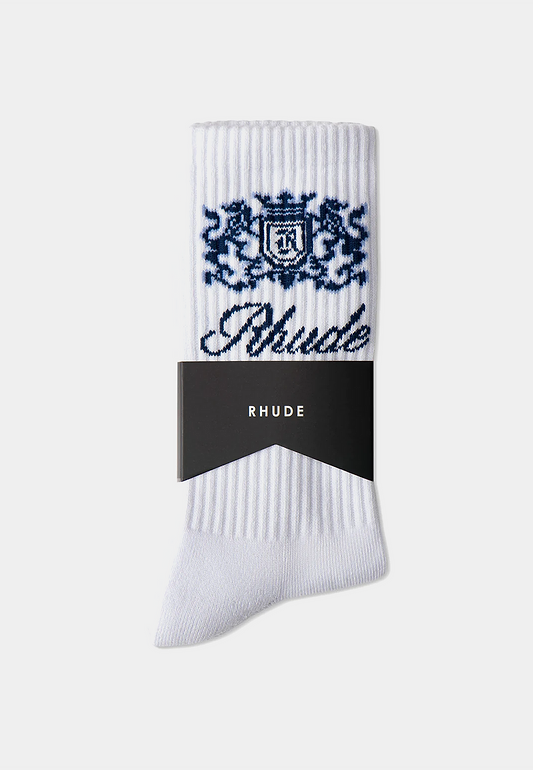 RHUDE Crest Sock - White/Blue