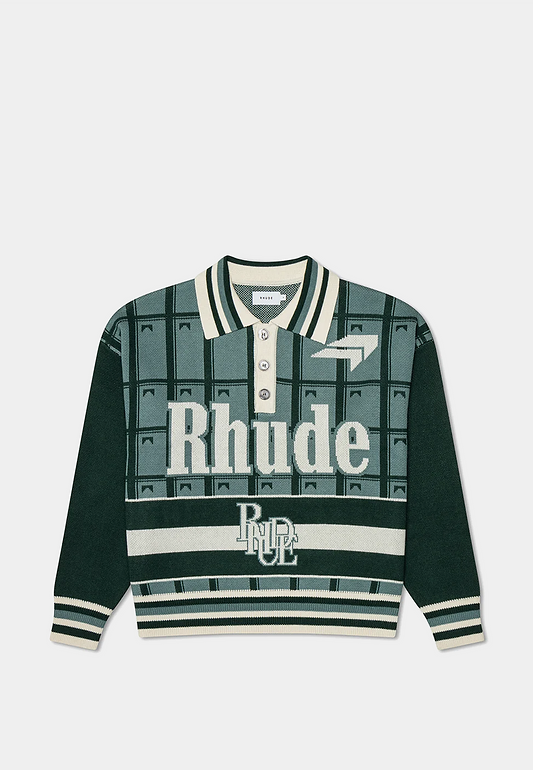 RHUDE Ligeux Rugby Sweatshirt - Sage/Ivory