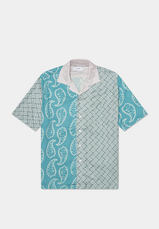 RHUDE Multi Paisley Button Down Silk - Green/Blue