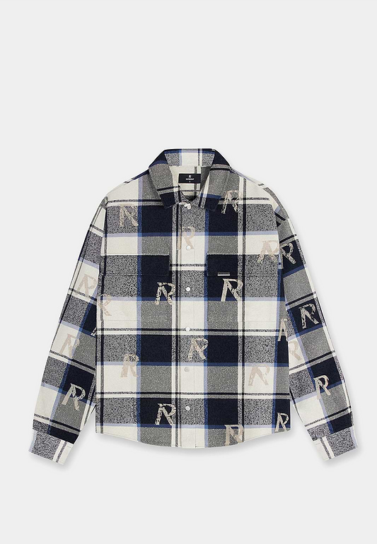 Represent All Over Initial Flannel Shirt Blue Check