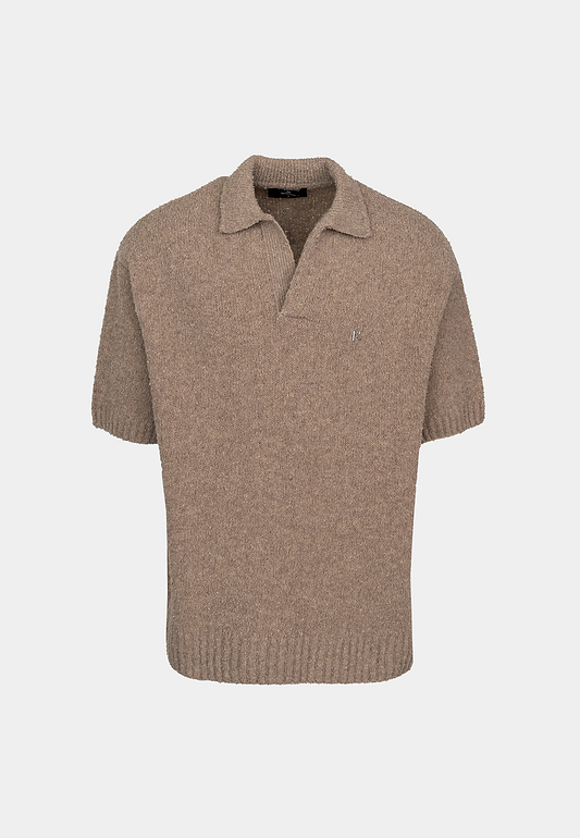 Represent Boucle Textured Knit Polo Cashmere