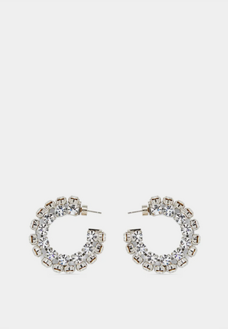 Area Small Crystal Hoop Earrings Silver