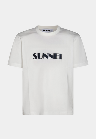 Sunnei Classic T-Shirt Big Logo Embroidered Offwhite/Dark Navy