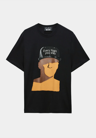 Msgm Every Night You Stay Print T-Shirt Black