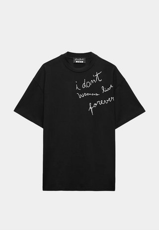 Msgm "I Don'T Wanna Live Forever T-Shirt" Black