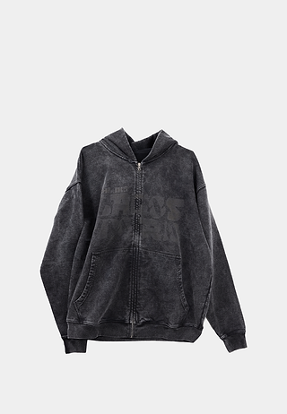 Vintage Wash Zip Hoodie Black
