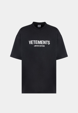 Vetements Limited Edition Logo T Shirt Washed Black Crystals