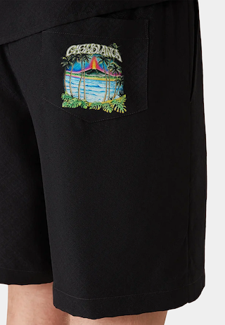 Casablanca Volcano Silk Shorts Black