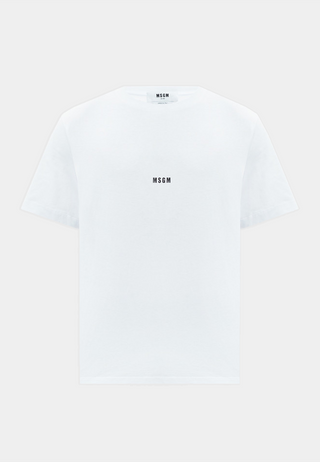 Msgm Jersey Ss T-Shirt With Micro Logo Print White